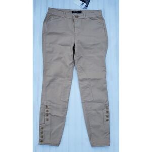 Lauren‎ RALPH LAUREN Womens 4 Khaki Tapered Button Ankle PANTS Riding Slacks NEW